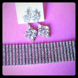 💎 Silver Stone Choker & Earrings set 💎